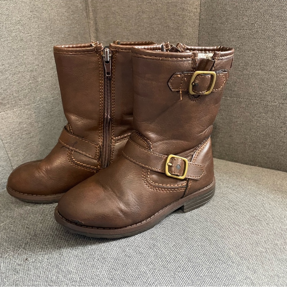 Carter's Brown Leather Boots with Buckle Straps